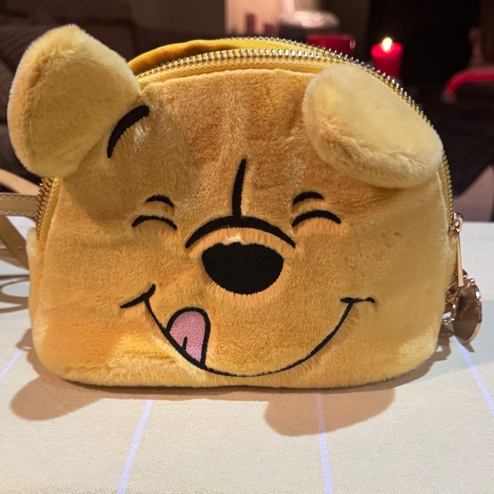 Disney Pooh Bear Yellow Plush Crossbody Bag with Charm